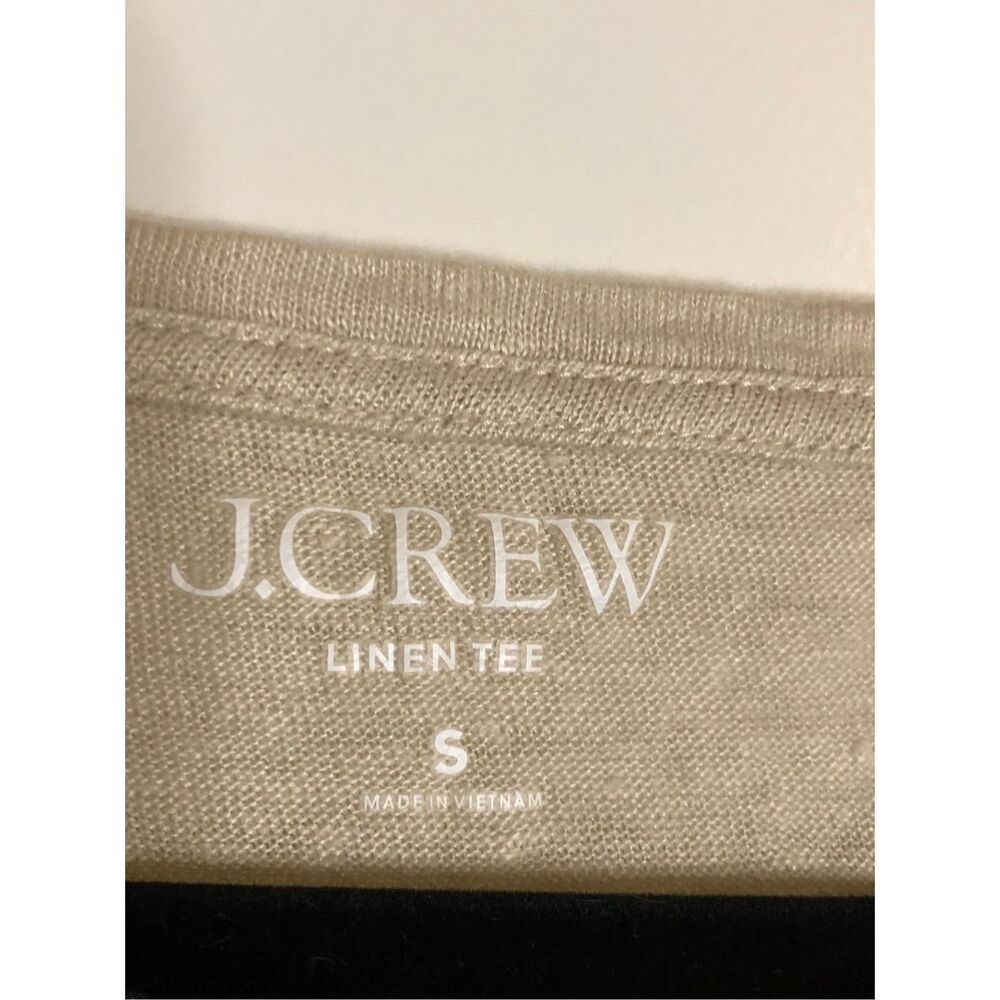 J. Crew 100% Linen boxy Tee folded Sleeve size small minimalist natural fiber - Picture 4 of 8